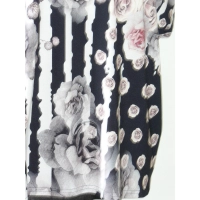 Bluzka w stylu OVERSIZE ze wzorem - pudrowe ogrodowe róże